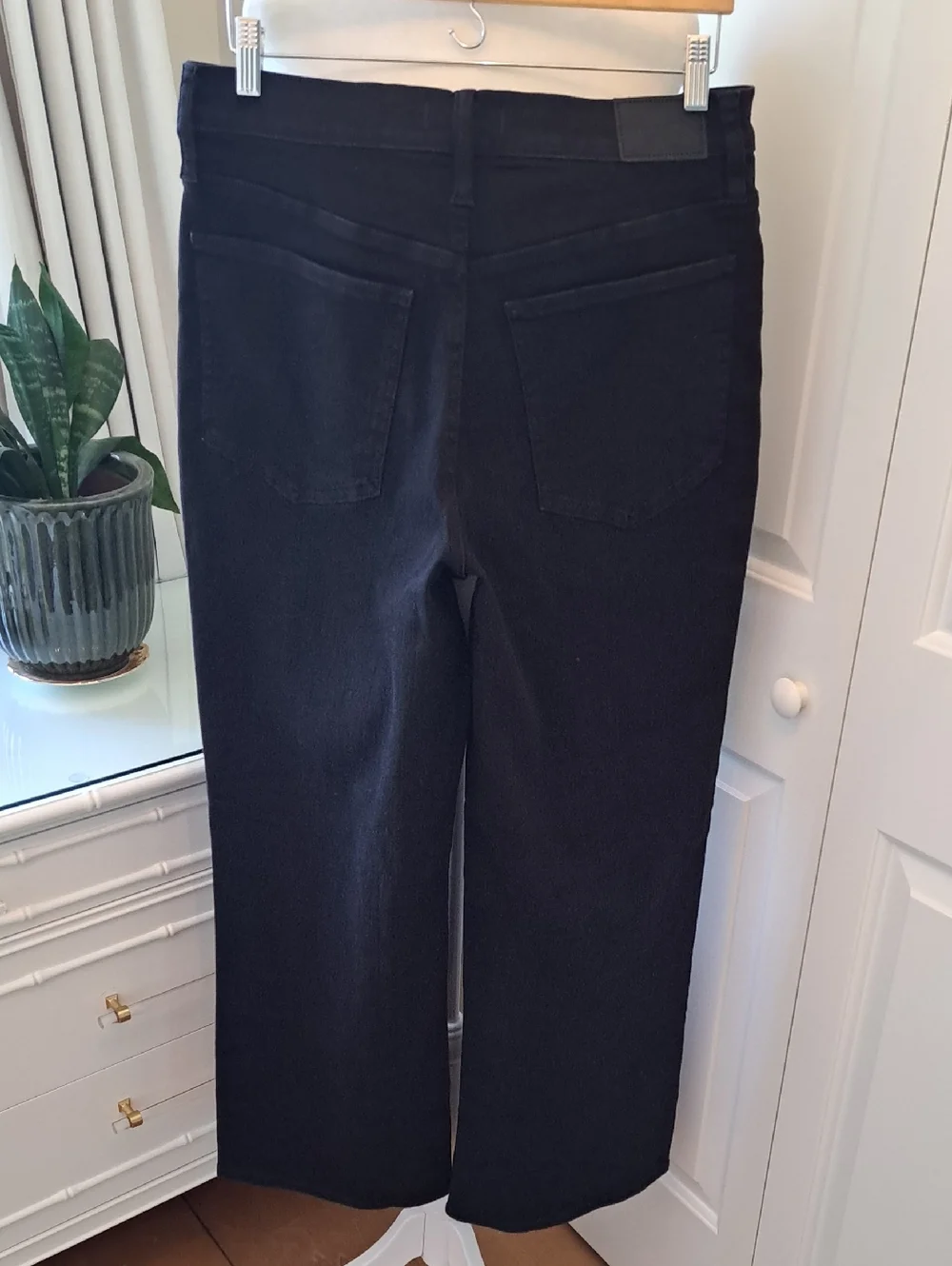 NWOT Madewell Womens The Perfect Vintage Wide Leg Black Stretch High Jeans 31